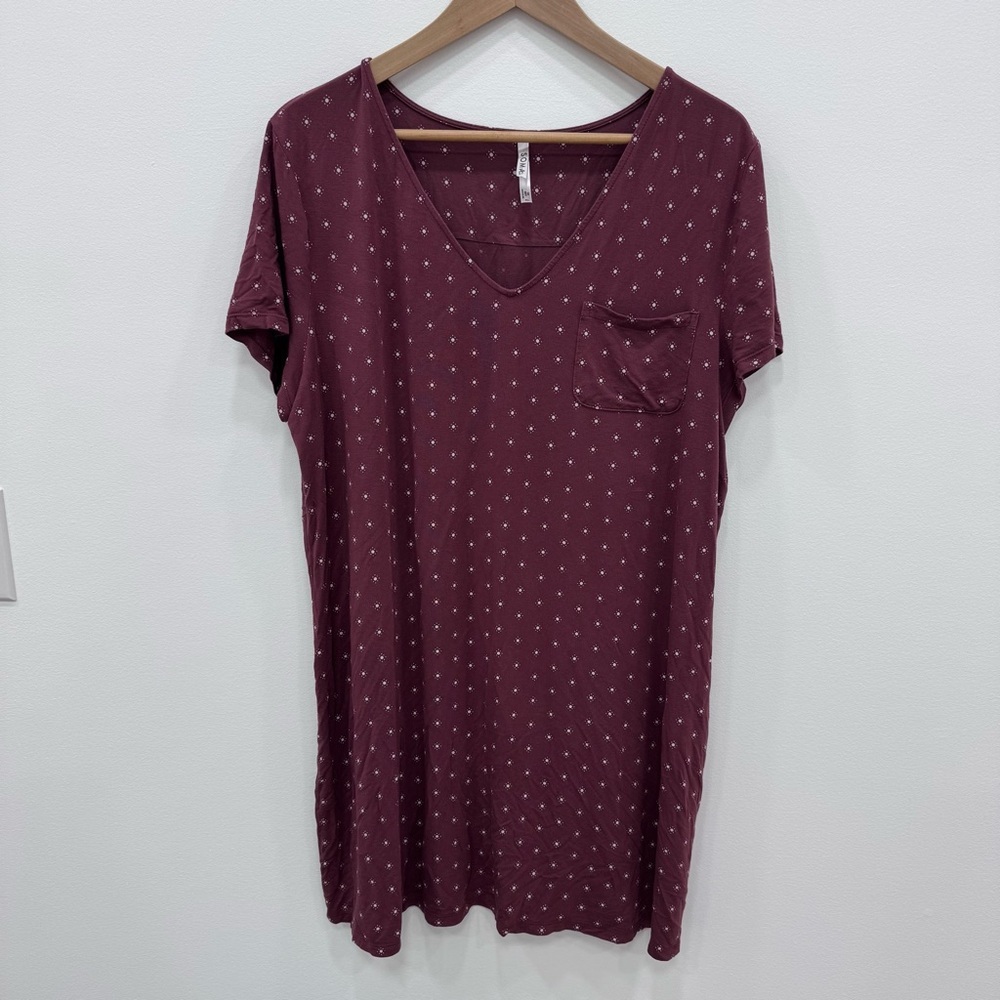 Soma Cool Nights Short sleeve Sleep Shirt in Vintage Pink Red with white dots XL
